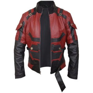 Mens Halloweens Red Black Leather Jacket