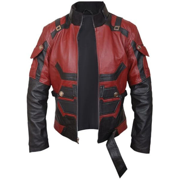 Mens Halloweens Red Black Leather Jacket