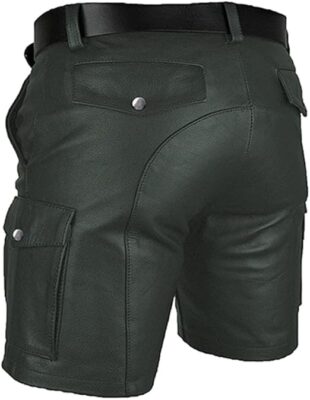 Real Green Leather Cargo Shorts