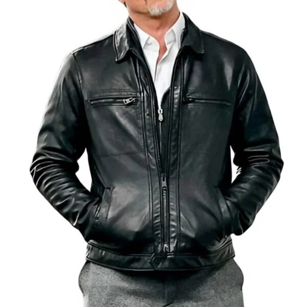 Wolves Brad Pitt Black Leather Jacket