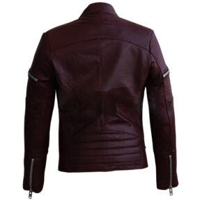 Women Rib Quilted Black Genuine Jacket