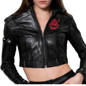 Womens Halloweens Cropped Leather Jacket