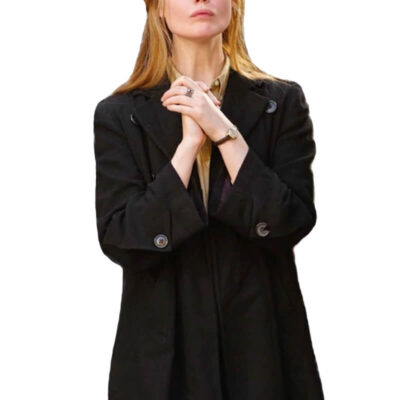 A Complete Unknown Elle Fanning Black Sylvie Russo Coat