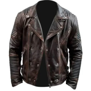 Mens Brown Distressed Leather Jacket