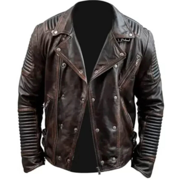 Mens Brown Distressed Leather Jacket