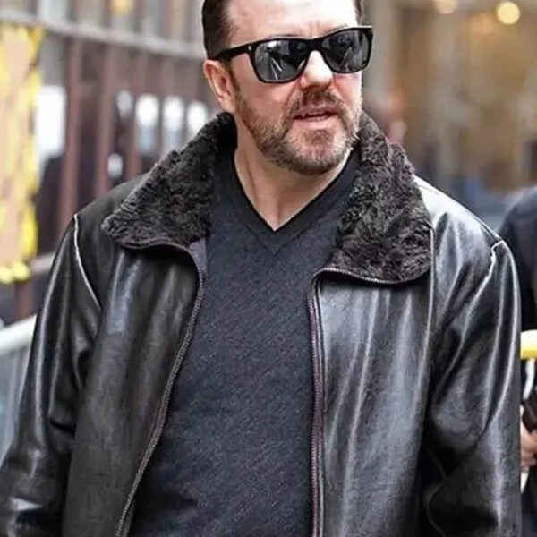 Ricky Gervais Black Leather Jacket After Life