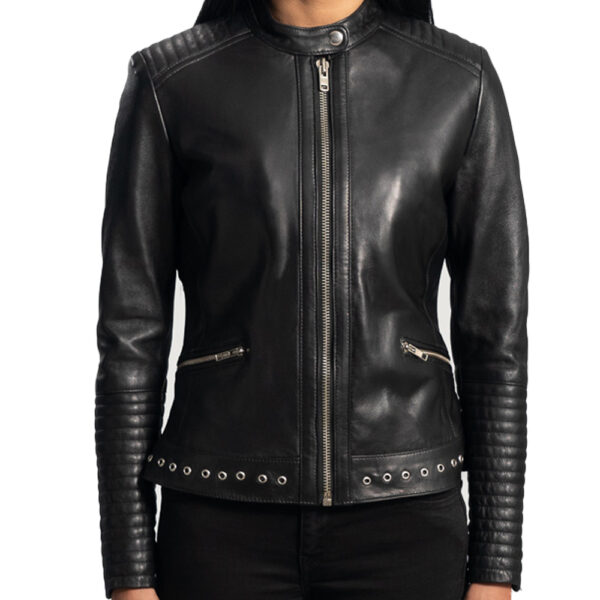 Womens Black Leather Motorcycle Jacket