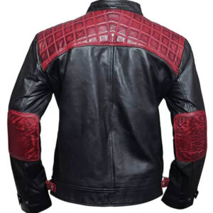 Mens Black Cafe Racer Biker Maroon & Black Jacket