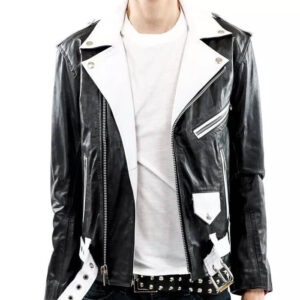 Mens Smart Black White Motorbike Jacket