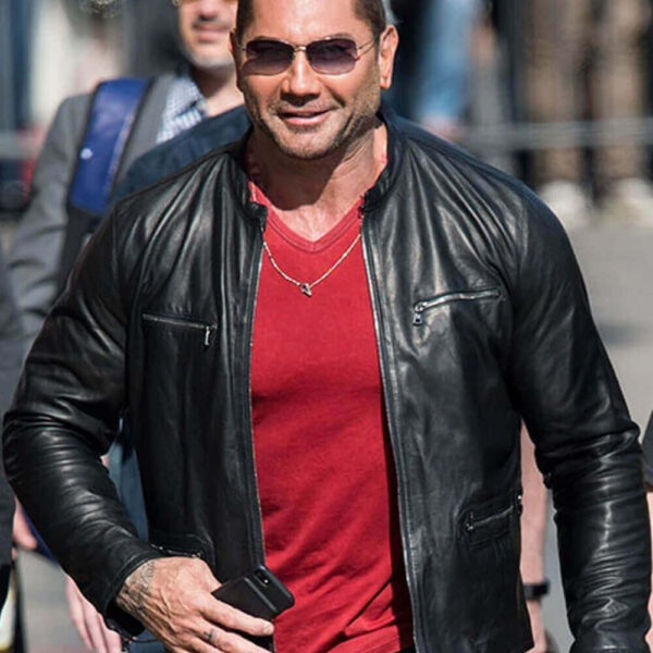 Dave Bautista Black Leather Jacket