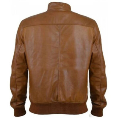 Men’s Brown Leather Bomber Jacket – Classic Style
