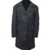 Black Wool Trench Coat for Men – Sleek Fit