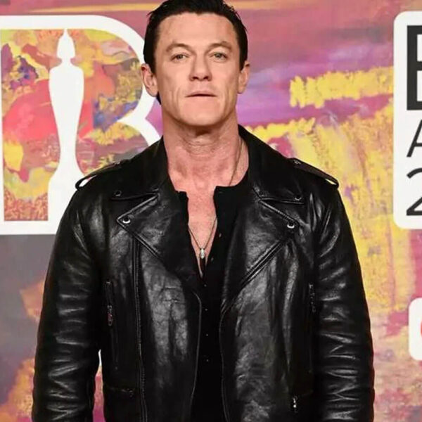 BRIT Awards Luke Evans Leather Jacket