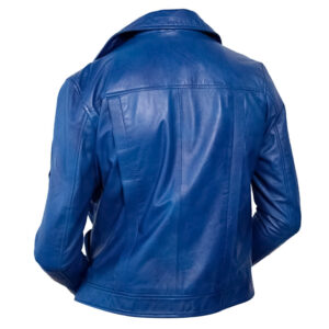 Men's Blazer Style Real Blue Leather Jacket