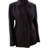 Women's Double Breasted Black Wool Blazer Coat