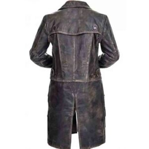 Vintage 90s Men's Leather Long Trench Coat