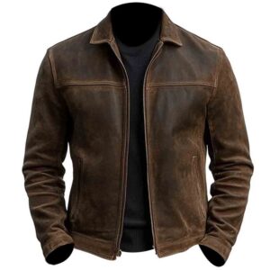 Mens Cafe Racer Zipper Leather Jacket