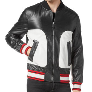 Mens Vintage Black White Bomber Jacket