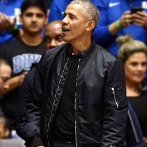 Obama 44 Bomber Black Cotton Jacket