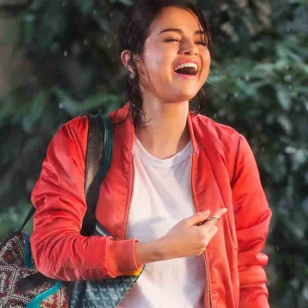 A Rainy Day Selena Gomez Red Jacket