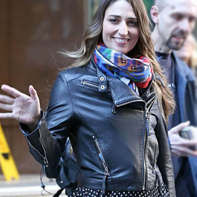 Sara Bareilles Mid-Concert Black Leather Jacket