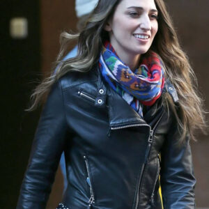 Sara Bareilles Tooth Mid-Concert Black Leather Jacket