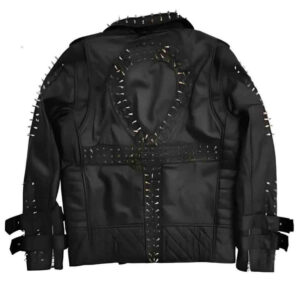 Mens Vintage Stud Stylish Black Leather Biker Jacket