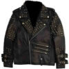 Mens Vintage Stud Stylish Black Leather Biker Jacket