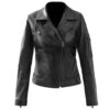 Womens Cafe Racer Style Black Leather Jacket