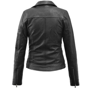 Womens Cafe Racer Style Black Leather Jacket