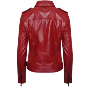 Women's Vintage Cafe Racer Stylish Red Leather Jacket