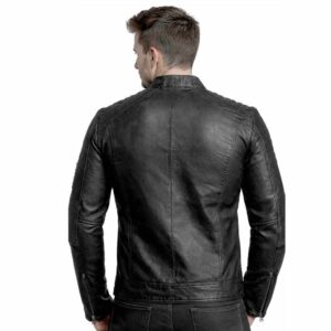 Mens Biker Style Black & Brown Leather Jacket Easy Rider