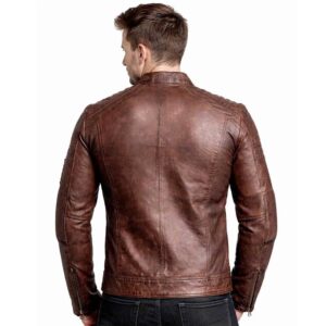 Mens Biker Style Black & Brown Leather Jacket Easy Rider