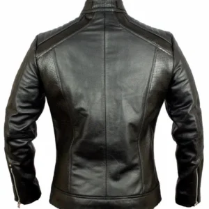 mens black leather jacket cafe racer biker style wear