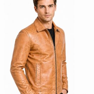 MENS BROWN LEATHER JACKET NEW