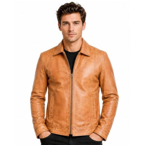 Men’s Brown Leathet Cafe Racer Biker Jacket (1)