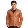 Men's Casual Zipper Biker Leather Brown Leather Slim fit New Jacket (1)