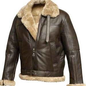 NEW AVITOR B3 RAF WW2 GENUINE LEATHER MEN FAUX FUR COAT