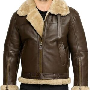 NEW B3 RAF WW2 BOMBER GENUINE LEATHER JACKET MEN FAUX FUR COAT