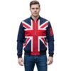 Men’s Vintage Biker Union Jack Bomber Cotton Jacket Cafe Racer Motorcycle British Flag Style Fashion Coat UK Motorcycle Jacket
