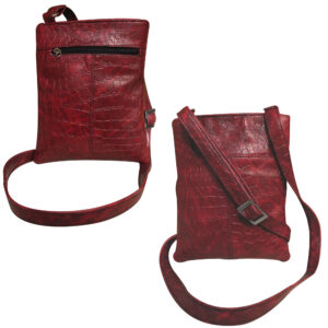 Crocodile Maroon Leather Cross Body Messenger Bag – Luxury