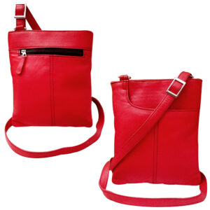 Red Leather Stylish Compact Cross Body Messenger Bag