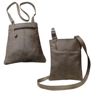 Antique Green Leather Cross Body Messenger Bag