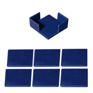Blue Handcrafted Drink Coasters Pack of 6 with Holder