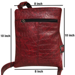 Crocodile Maroon Leather Cross Body Messenger Bag – Luxury