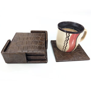 Premium Crocodile Design Tea Coasters Pack of 6 Holder