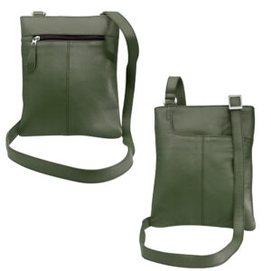 Dark Green Leather Cross Body Messenger Bag – Premium Style