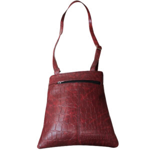 Crocodile Maroon Leather Cross Body Messenger Bag – Luxury