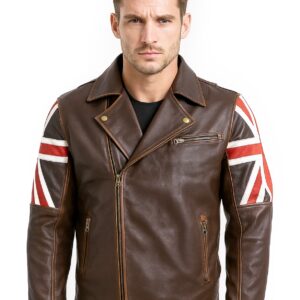 Men's Café Racer Union Jack Vintage Biker UK Flag Jacket