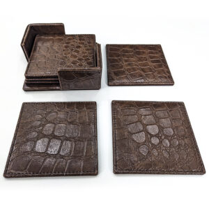 Premium Crocodile Design Tea Coasters Pack of 6 Holder